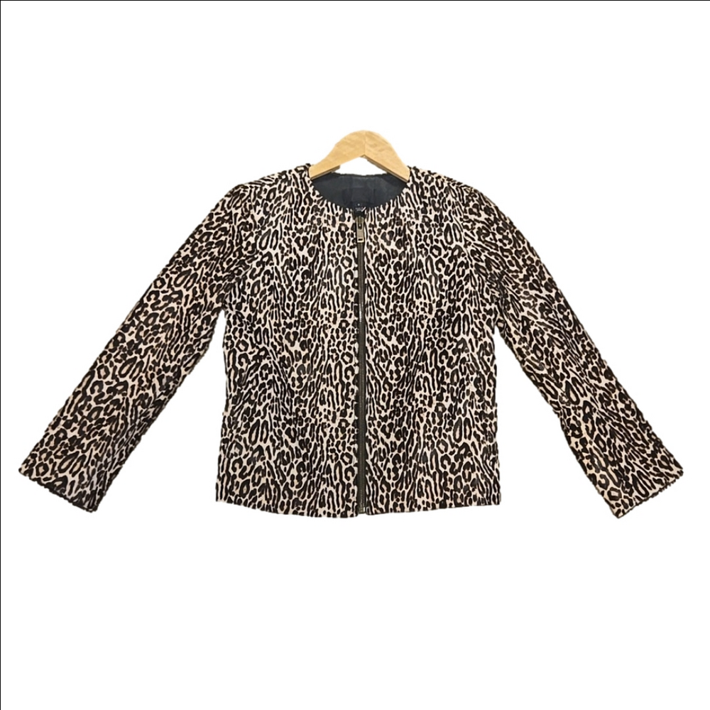 J. Crew Brown Patterned Leather Jacket - image 2